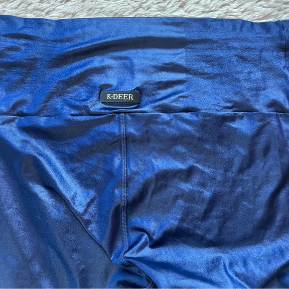 K-DEER blue wet look shiny leggings 2X - Picture 2 of 9
